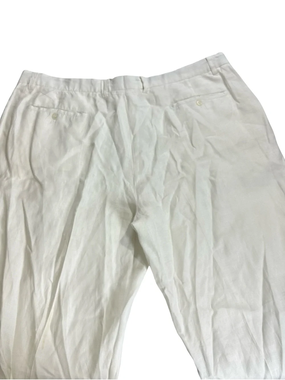 Vtg Royale Prestige White Linen Dress Pants Sz 46x32 Pleated Trousers Cuffed